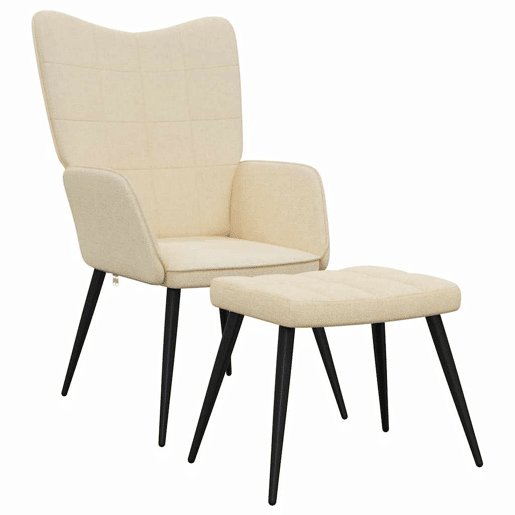 vidaXL Cadeira de descanso com banco tecido cor creme