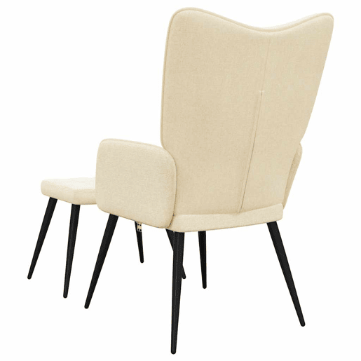vidaXL Cadeira de descanso com banco tecido cor creme