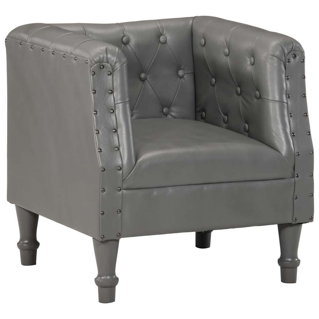 Vidaxl sillón de cuero auténtico gris