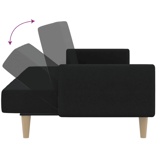 vidaXL Sofá-cama de 2 lugares tecido preto