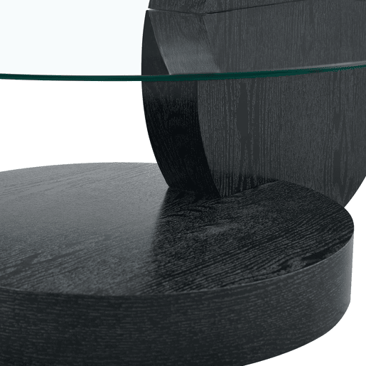 Mesa de centro com 2 níveis - Vidro de segurança, design minimalista, MDF preto + transparente