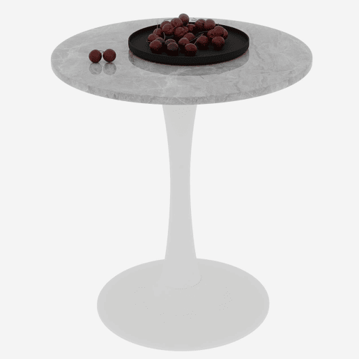 Mesa de centro 70 cm - estilo moderno vintage, tampo redondo em mármore cinza claro, branco