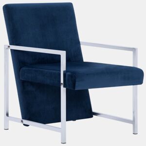 vidaXL Poltrona com pés cromados veludo azul