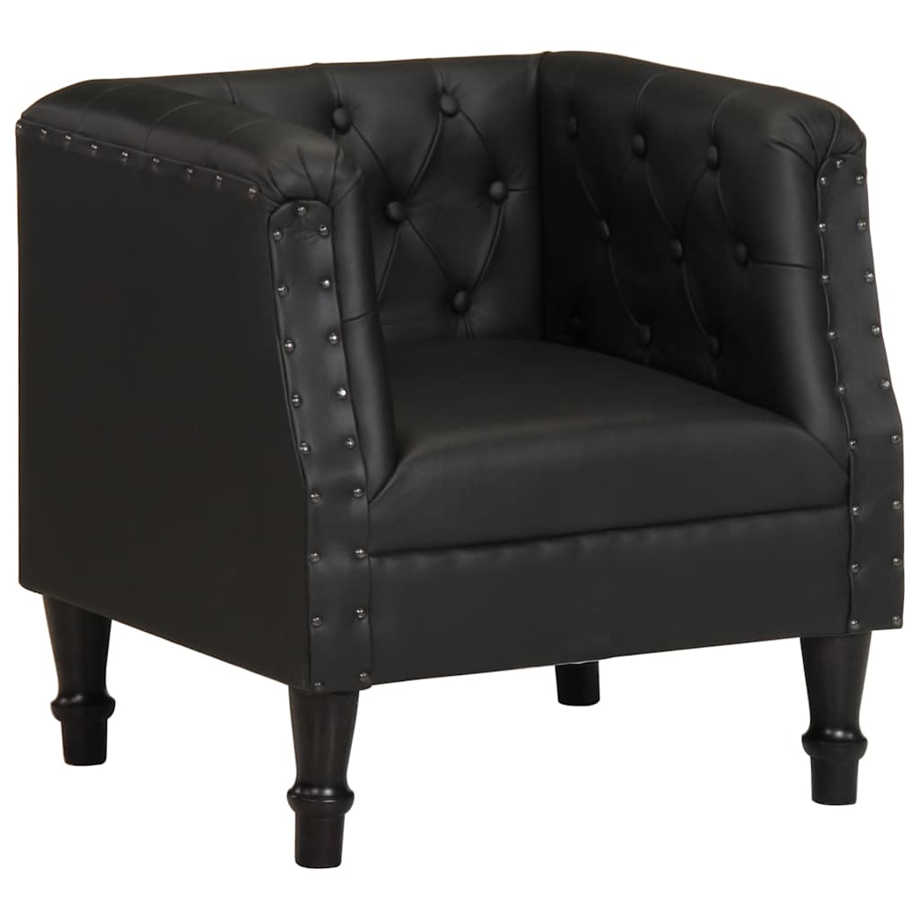 Vidaxl sillón de cuero auténtico negro