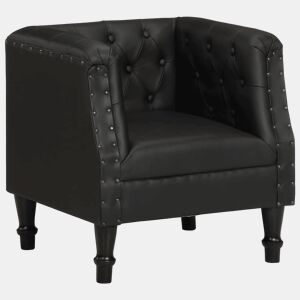 vidaXL Poltrona em couro genuíno preto