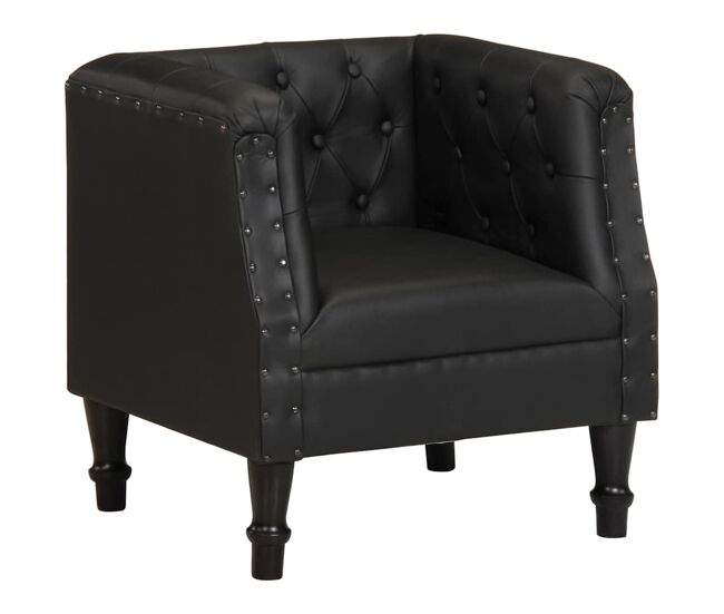 Vidaxl sillón de cuero auténtico negro