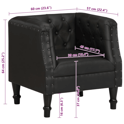 vidaXL Poltrona em couro genuíno preto