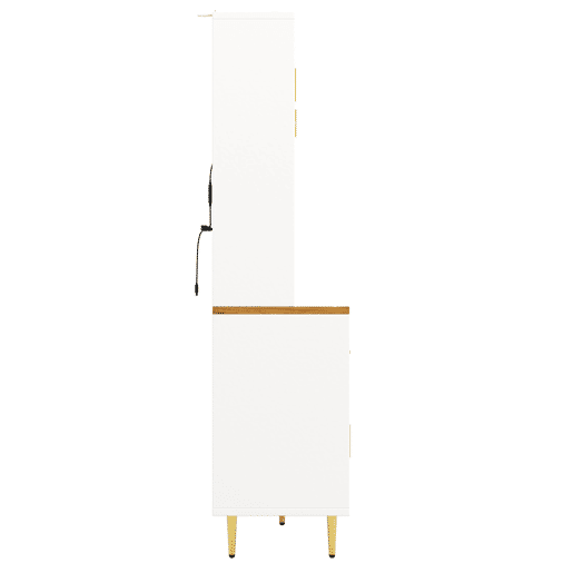 Armário alto para sala 145x24x171 cm - com LED e prateleiras tipo painel perfurado - Branco Armário alto para sala 145x24x171 cm - com LED e prateleiras tipo painel perfurado - Branco