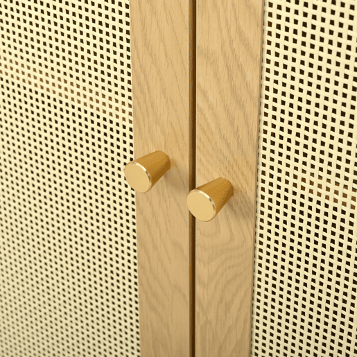 Aparador 60x40x121 cm - 2 portas de rattan, 2 compartimentos abertos, madeira - Natural Aparador 60x40x121 cm - 2 portas de rattan, 2 compartimentos abertos, madeira - Natural