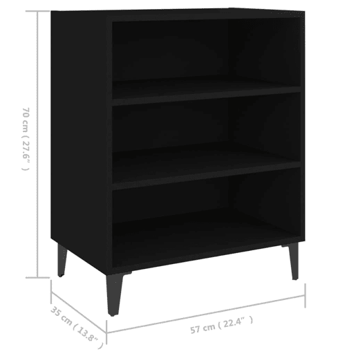 vidaXL Aparador 57x35x70 cm contraplacado preto