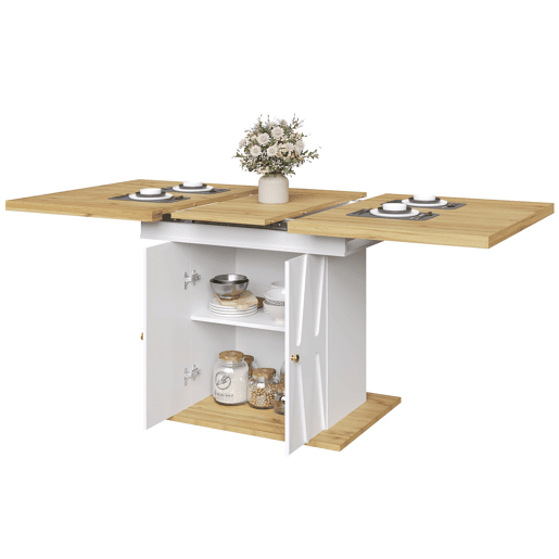 Mesa extensÃvel 110-140x70x76,5 cm - MDF com relevo e acabamento em madeira - Branco Mesa extensÃvel 110-140x70x76,5 cm - MDF com relevo e acabamento em madeira - Branco