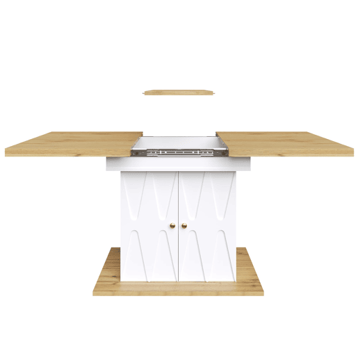 Mesa extensÃvel 110-140x70x76,5 cm - MDF com relevo e acabamento em madeira - Branco Mesa extensÃvel 110-140x70x76,5 cm - MDF com relevo e acabamento em madeira - Branco