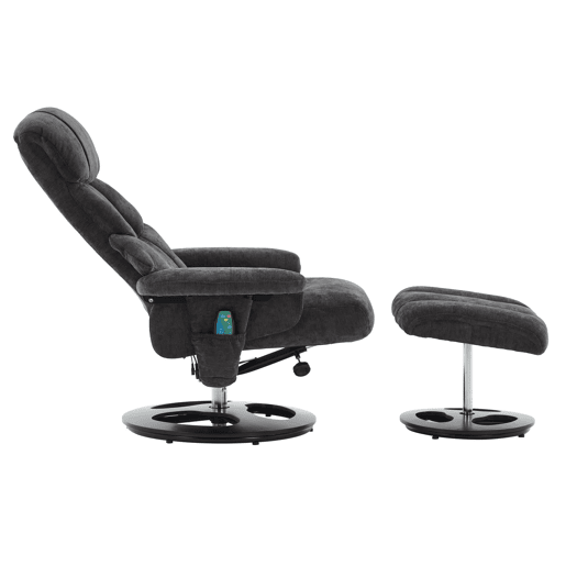 Poltrona relax - com massagem, aquecimento, reclinável e apoio para os pés - Cinza escuro
