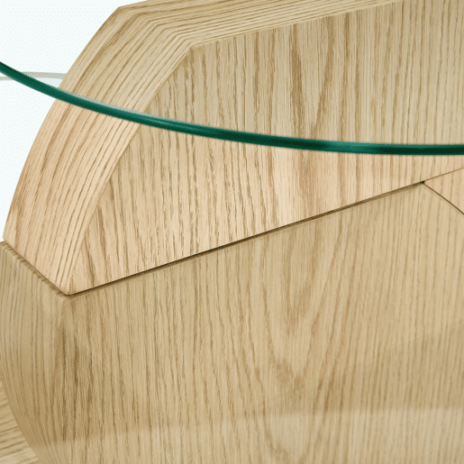 Mesa de centro com 2 níveis - vidro de segurança, estrutura em MDF, design minimalista - TransparenteMadeira