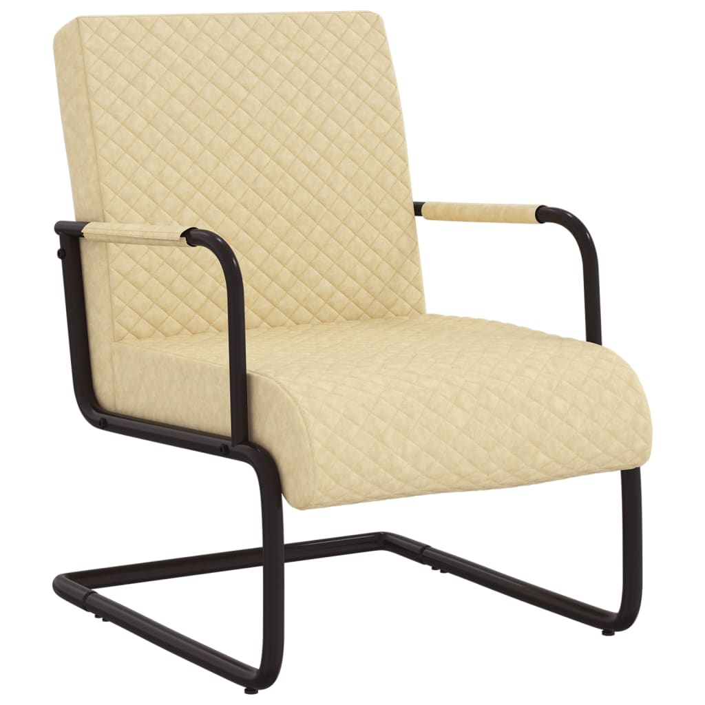 Vidaxl silla voladiza cuero sintético crema