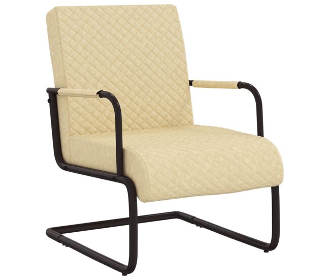 Vidaxl silla voladiza cuero sintético crema
