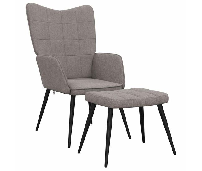 Vidaxl sillón de relax con reposapiés de tela gris taupe