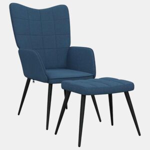 vidaXL Cadeira de descanso com banco tecido azul