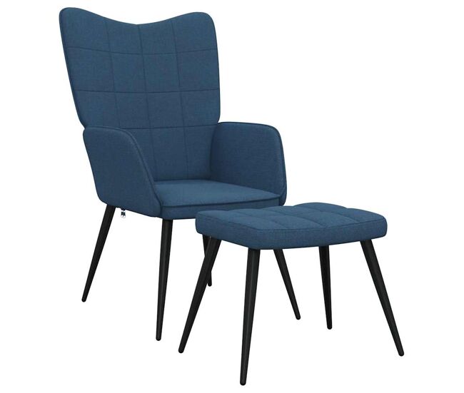 Vidaxl sillón de relax con reposapiés tela azul