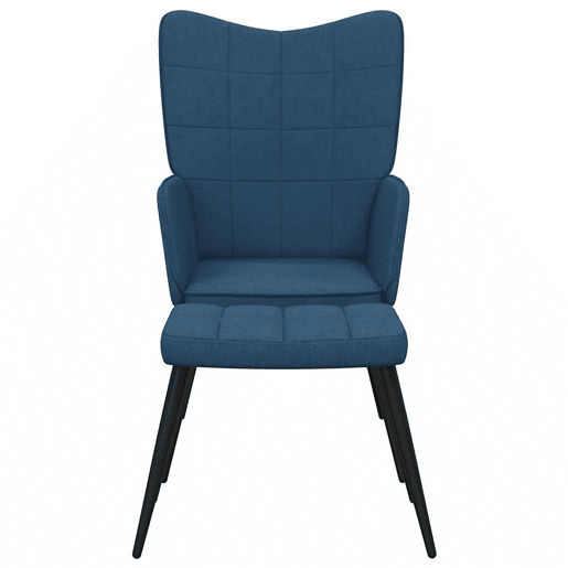 vidaXL Cadeira de descanso com banco tecido azul