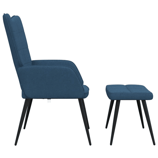 vidaXL Cadeira de descanso com banco tecido azul