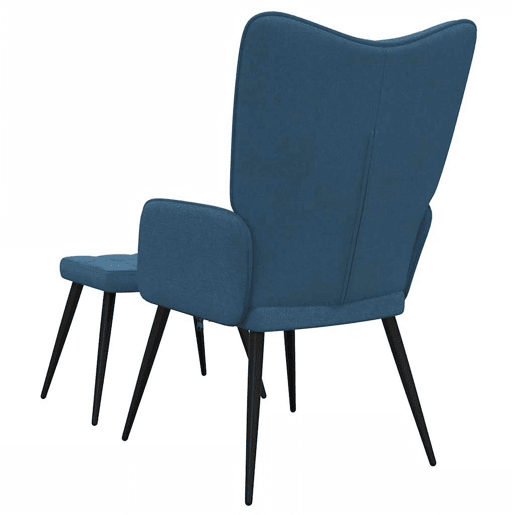 vidaXL Cadeira de descanso com banco tecido azul