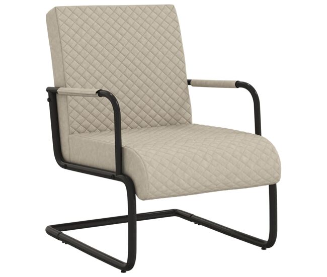 Vidaxl silla voladiza cuero sintético gris claro