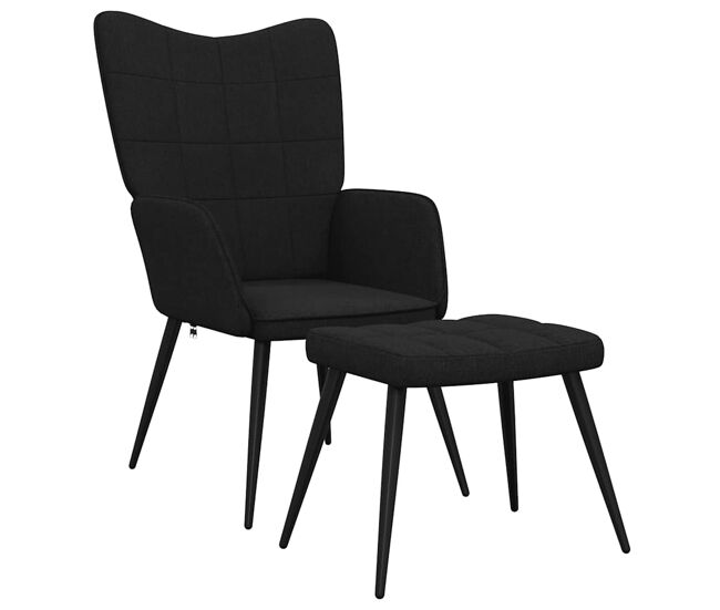 Vidaxl sillón de relax con reposapiés tela negro