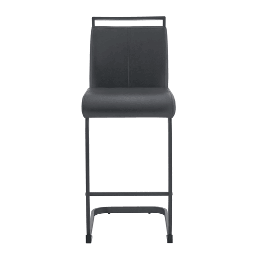 Bancos de bar 2 unidades - Estilo nórdico, couro sintético preto, pernas metálicas - Preto
