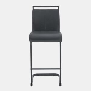 Bancos de bar 2 unidades - Estilo nórdico, couro sintético preto, pernas metálicas - Preto