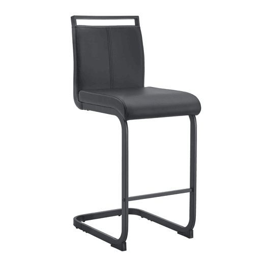 Bancos de bar 2 unidades - Estilo nórdico, couro sintético preto, pernas metálicas - Preto