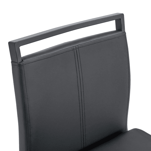 Bancos de bar 2 unidades - Estilo nórdico, couro sintético preto, pernas metálicas - Preto