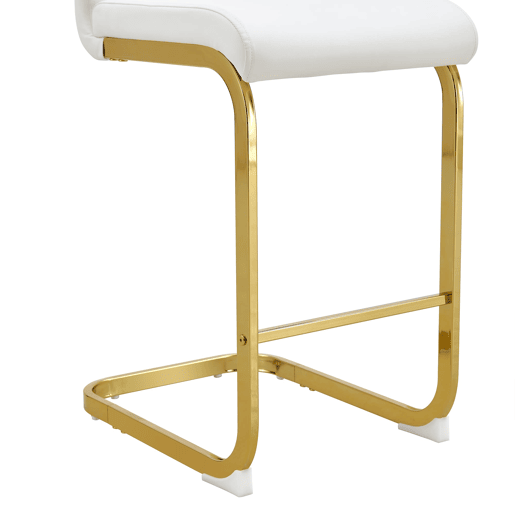 Bancos de bar 2 unidades - estilo nórdico, couro sintético branco, pernas em metal dourado
