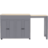 Mesa alta extensível 118-180×50×94 cm - 6 prateleiras, arrumação, divisória para sala - Cinza