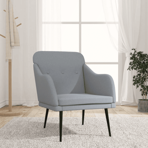vidaXL Cadeira com apoio de braços 63x76x80 cm tecido cinzento-claro