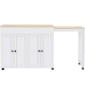 Mesa de bar extensível 117-180×50×94,6 cm - com arrumação e prateleiras - Branco