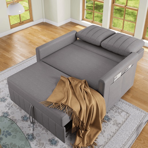 Sofá-cama de 2 lugares 180x127 cm - multifuncional, com encosto ajustável, ideal para espaços pequenos - Antique Gray