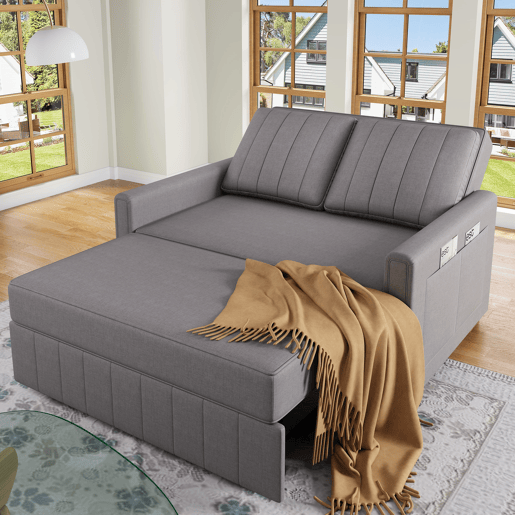 Sofá-cama de 2 lugares 180x127 cm - multifuncional, com encosto ajustável, ideal para espaços pequenos - Antique Gray