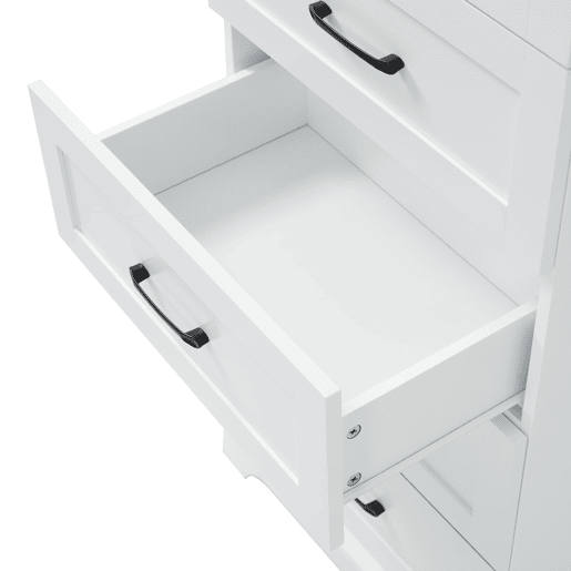 Armário de casa de banho 57x38x180 cm - 3 gavetas e prateleiras ajustáveis - branco