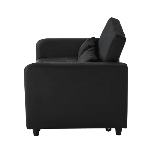 Sofá-cama multifuncional de 2 lugares - 3 níveis reclináveis, PU impermeável, conversível - Antique Black