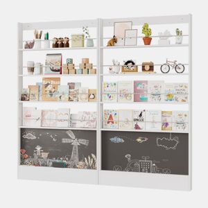 Estante para livros 200x10x180 cm - 4 níveis, economia de espaço, anti-capotamento - Branco