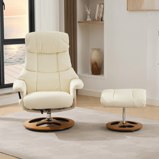 Poltrona relax - com massagem, aquecimento, reclinável e giratória 360° - Branca