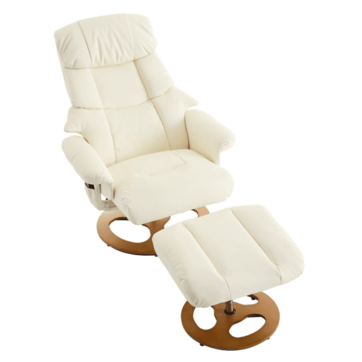 Poltrona relax - com massagem, aquecimento, reclinável e giratória 360° - Branca