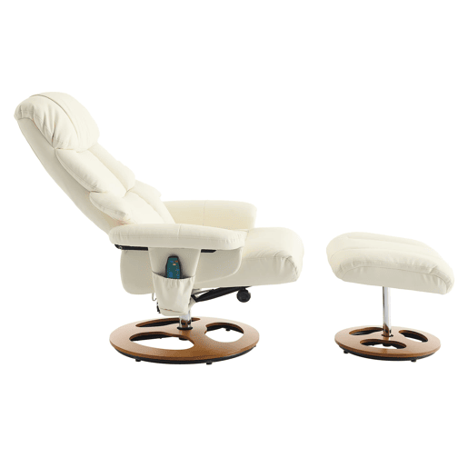 Poltrona relax - com massagem, aquecimento, reclinável e giratória 360° - Branca