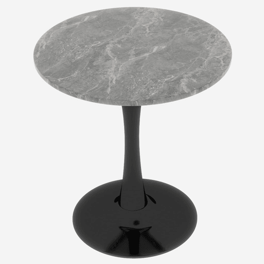 Mesa de centro 70 cm - Estilo mid-century, tampo redondo em mármore cinza escuro - Preto+Cinza