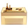 Mesa de centro 70x70x35 cm - Mesa auxiliar com 2 gavetas, mesa de sala com design perfurado, vidro temperado com LED, Branco