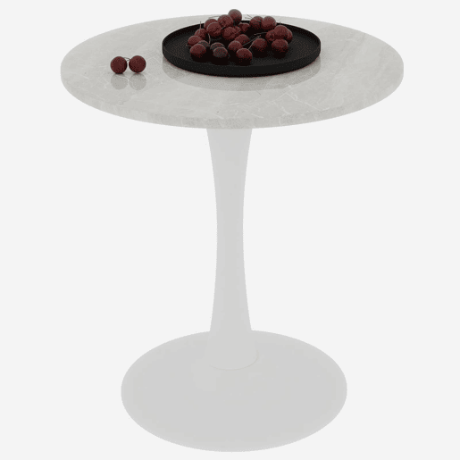 Mesa de café 70 cm - estilo moderno de meados do século, tampo redondo em mármore - branco