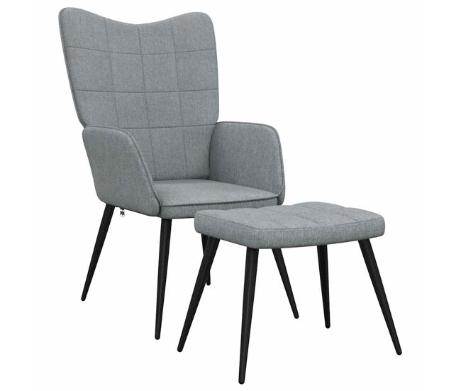 Vidaxl silla de relajación con reposapiés tela gris claro