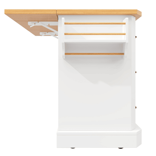 Ilha de cozinha móvel 120x45x91 cm - 2 portas, 6 gavetas, rodas - Branco