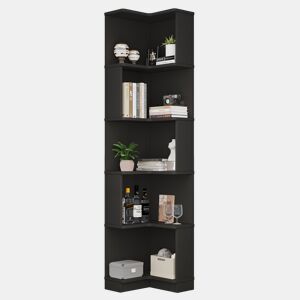 Estante de canto 63,5x45x175 cm - LED RGB com app, em L, 5 prateleiras - preto